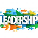 « LEADERSHIP » overlapping vector letters icon with arrows background